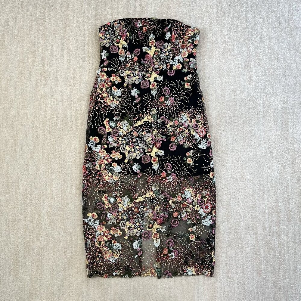 Sam Edelman Floral Sequin Strapless Cocktail Party Dress 12